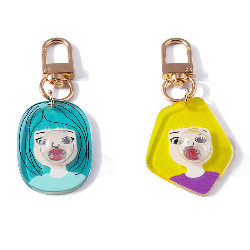 Wholesale Cartoon Bubble Girl Plastic Keychain
